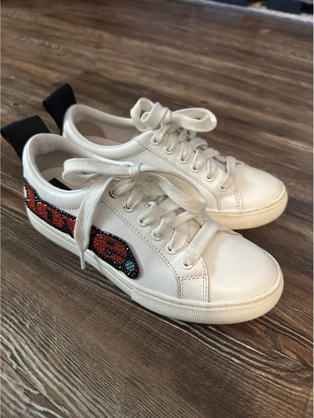 Marc Jacobs Love White Empire Round Toe Platform Leather Athletic Sneakers Sz 36